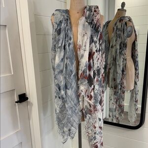 Pair of Sarah Pacini Abstract Oversized silk-modal scarves